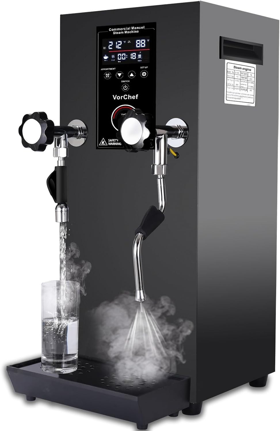 Vorchef Commercial Milk Frother 110V 2500W Automatic Steam Boiling Water