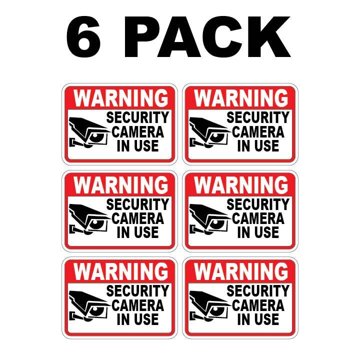 6x Security Video Surveillance Burgler Sticker Decal Warning Sign Camera in Use
