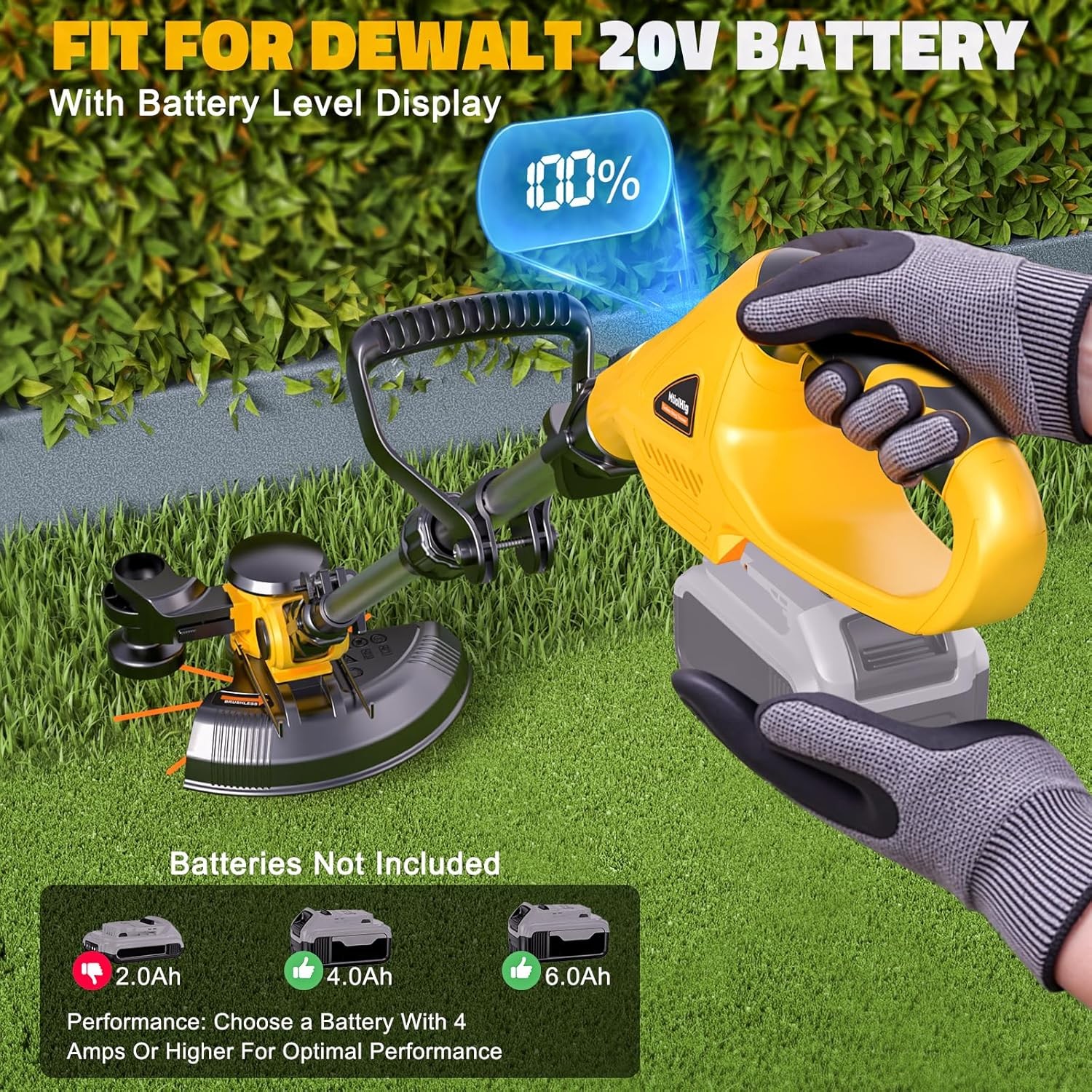 Cordless String Trimmer Compatible with Dewalt 20V (Tool Only) Weed Eater with