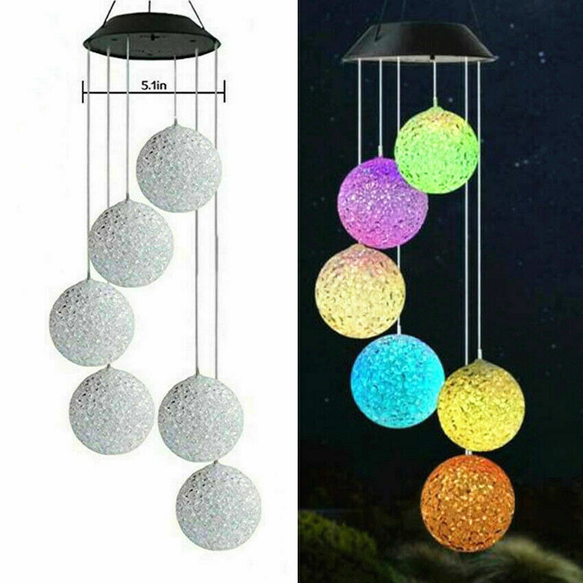 Solar LED Wind Chimes Colour Changing Lights Hanging Light Garden Outdoor Decor