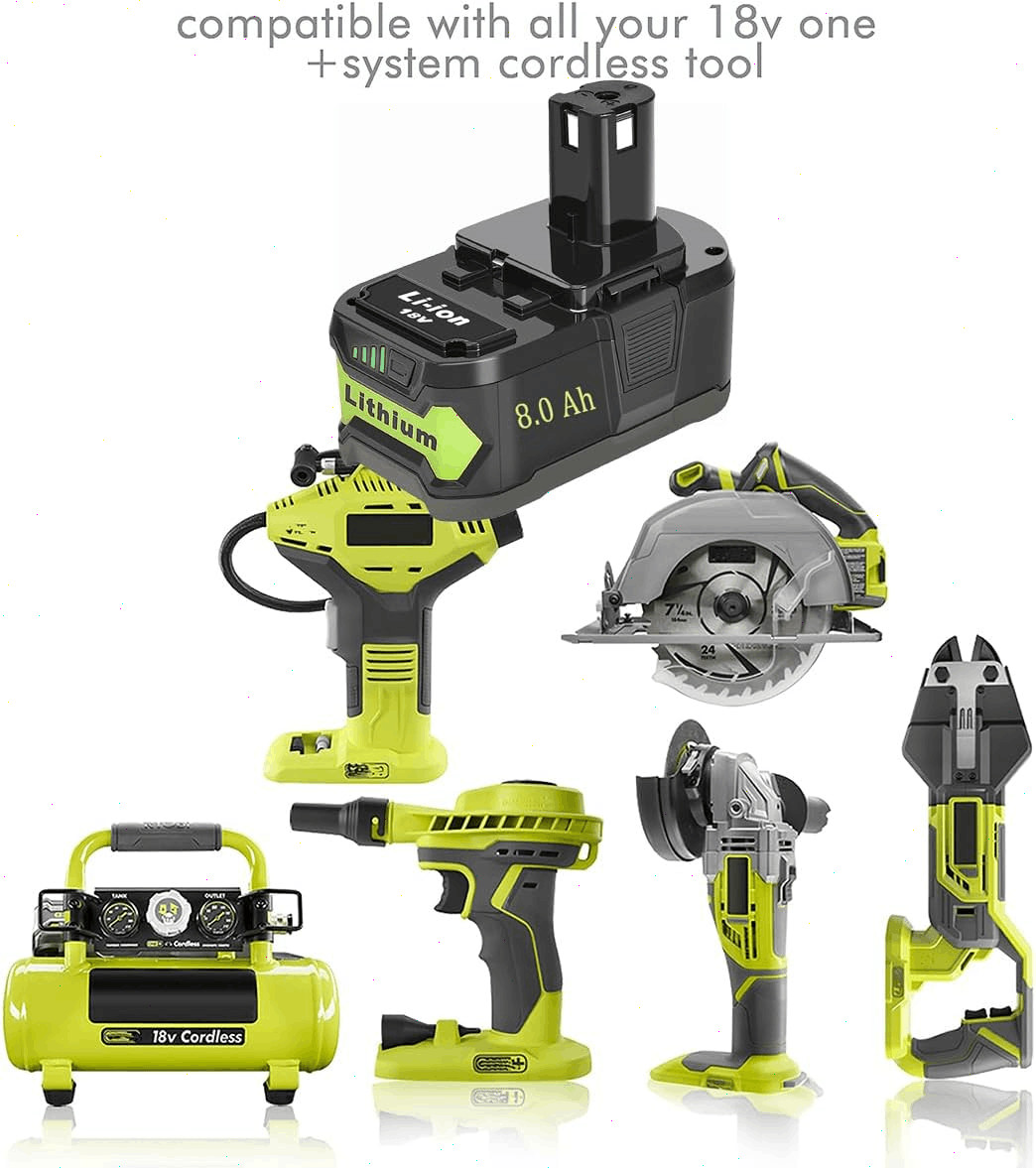 2Packs Max 8.0Ah For RYOBI 18V Lithium-Ion P108 High Capacity Battery/Charger