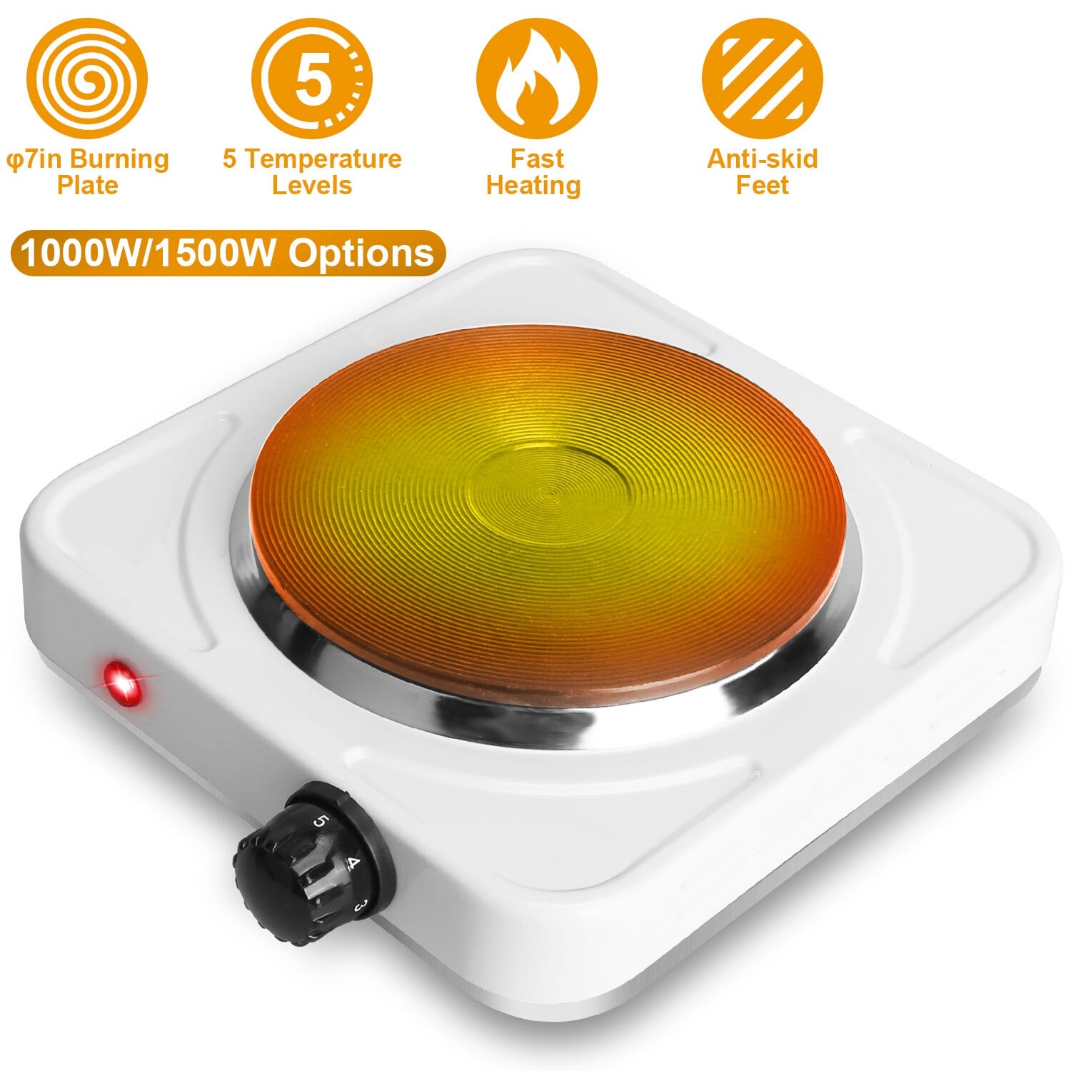 ♨️1500W Portable Single Electric Burner Hot Plate Camping Stove Adjustable 110V