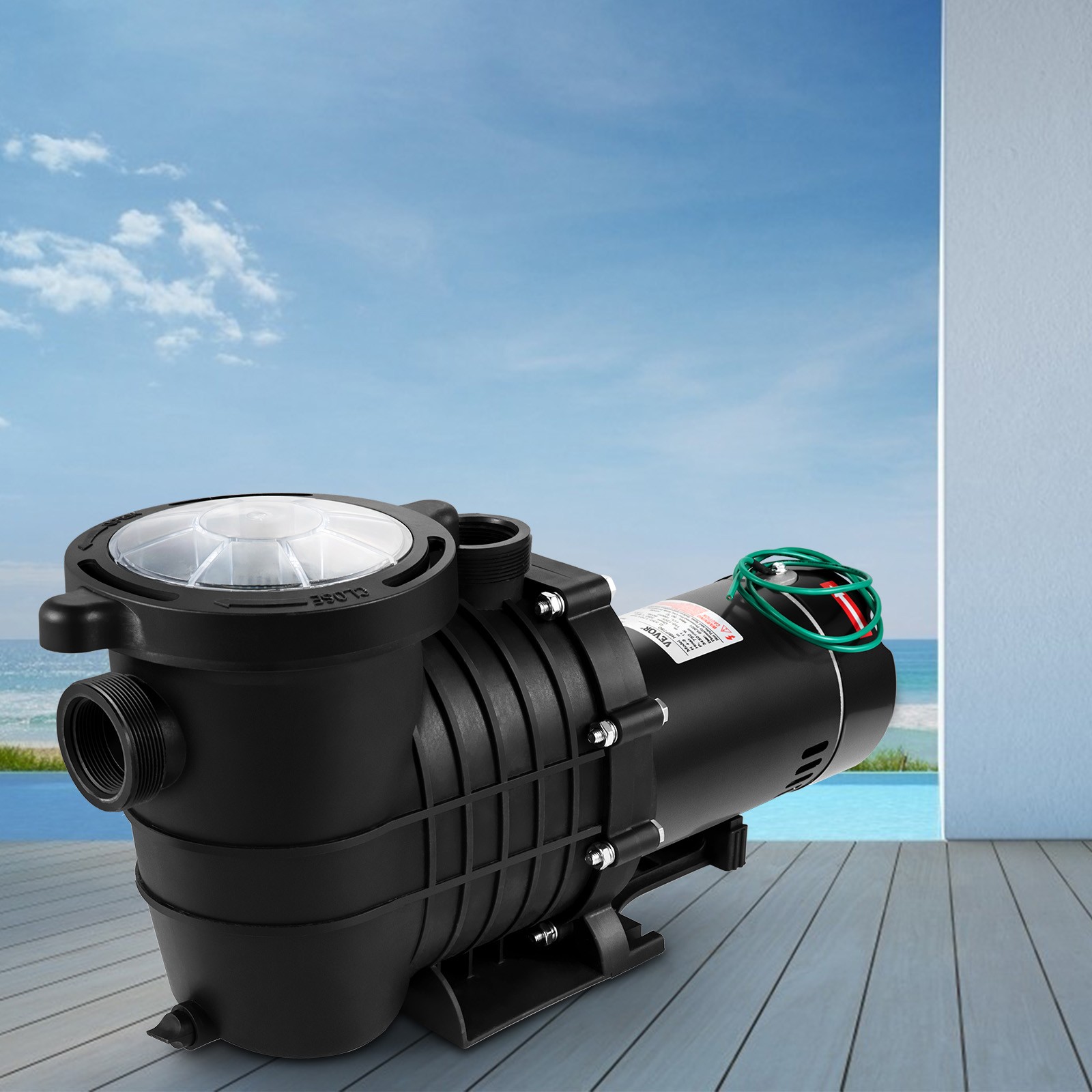VEVOR Swimming Pool Pump 1HP Pool Pump 110/220V In/Above Ground Strainer 5544GPH