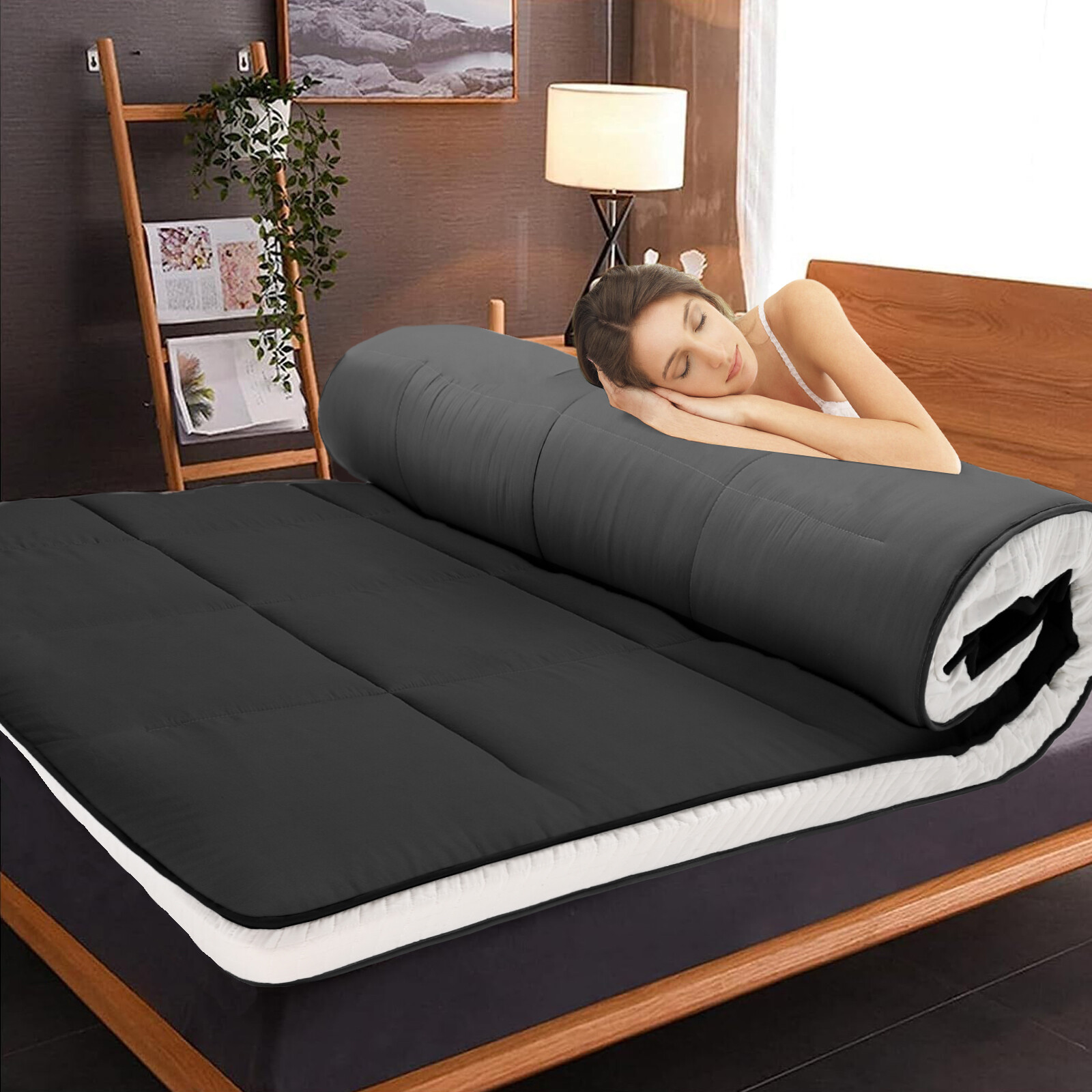Extra Thick Japanese Sleeping Floor Mattress Foldable Roll Up Futon Tatami Mat