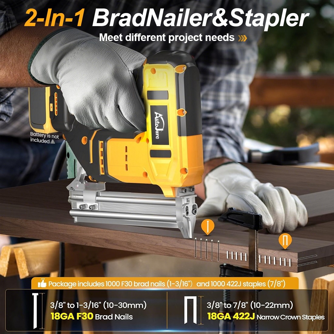 18GA Cordless Brad Nailer for Dewalt 20V Battery, 2 in1 Electric Nail/Staple Gun