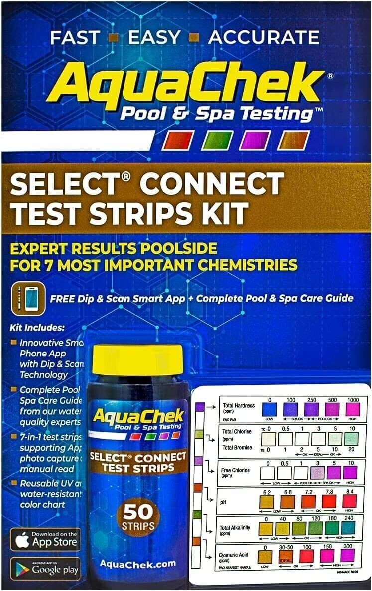 AquaChek 541604APP Select 7-IN-1 Swimming Pool and Spa Test Strips Complete Kit