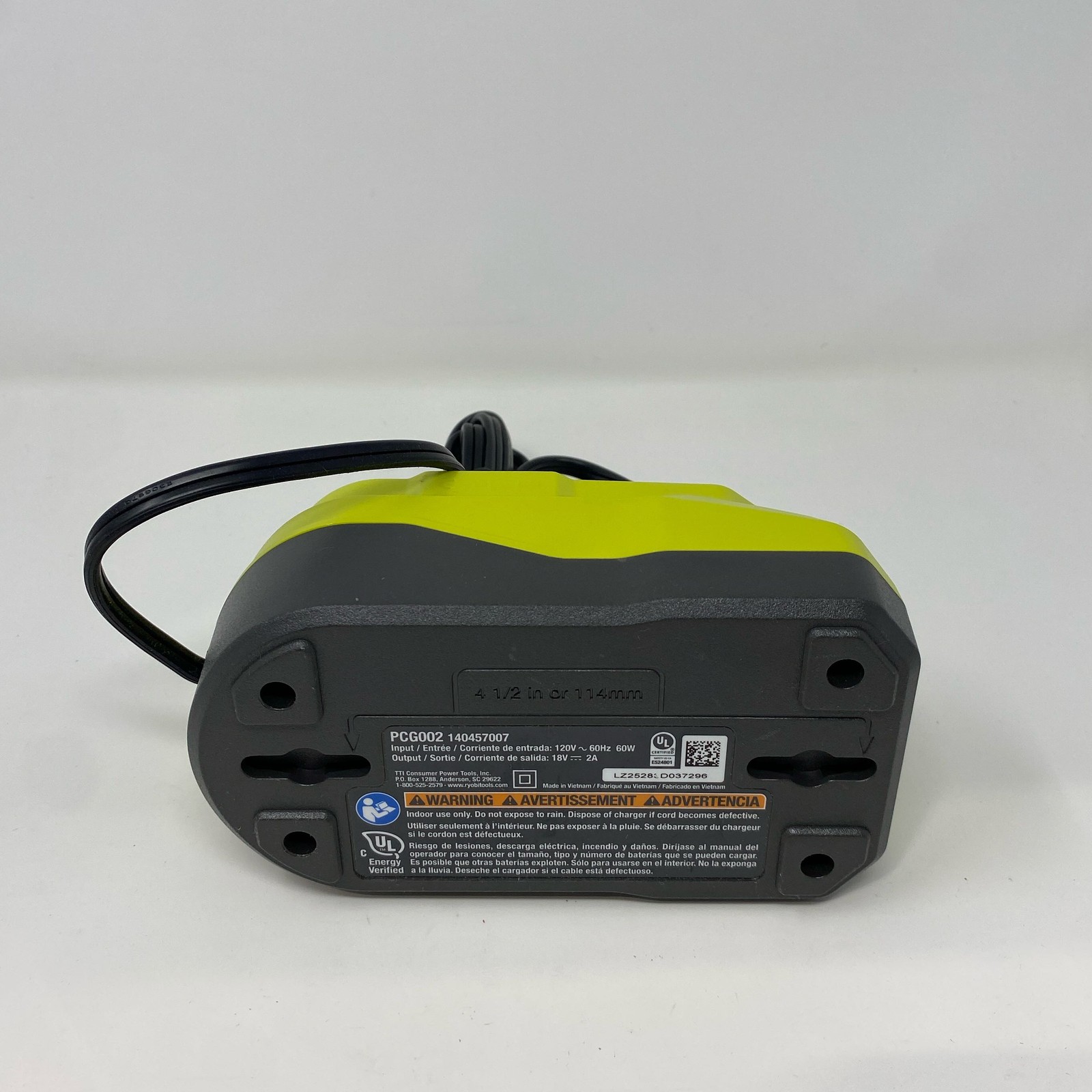 Ryobi ONE+ 18V PCG002 Charger – Neon Green Corded