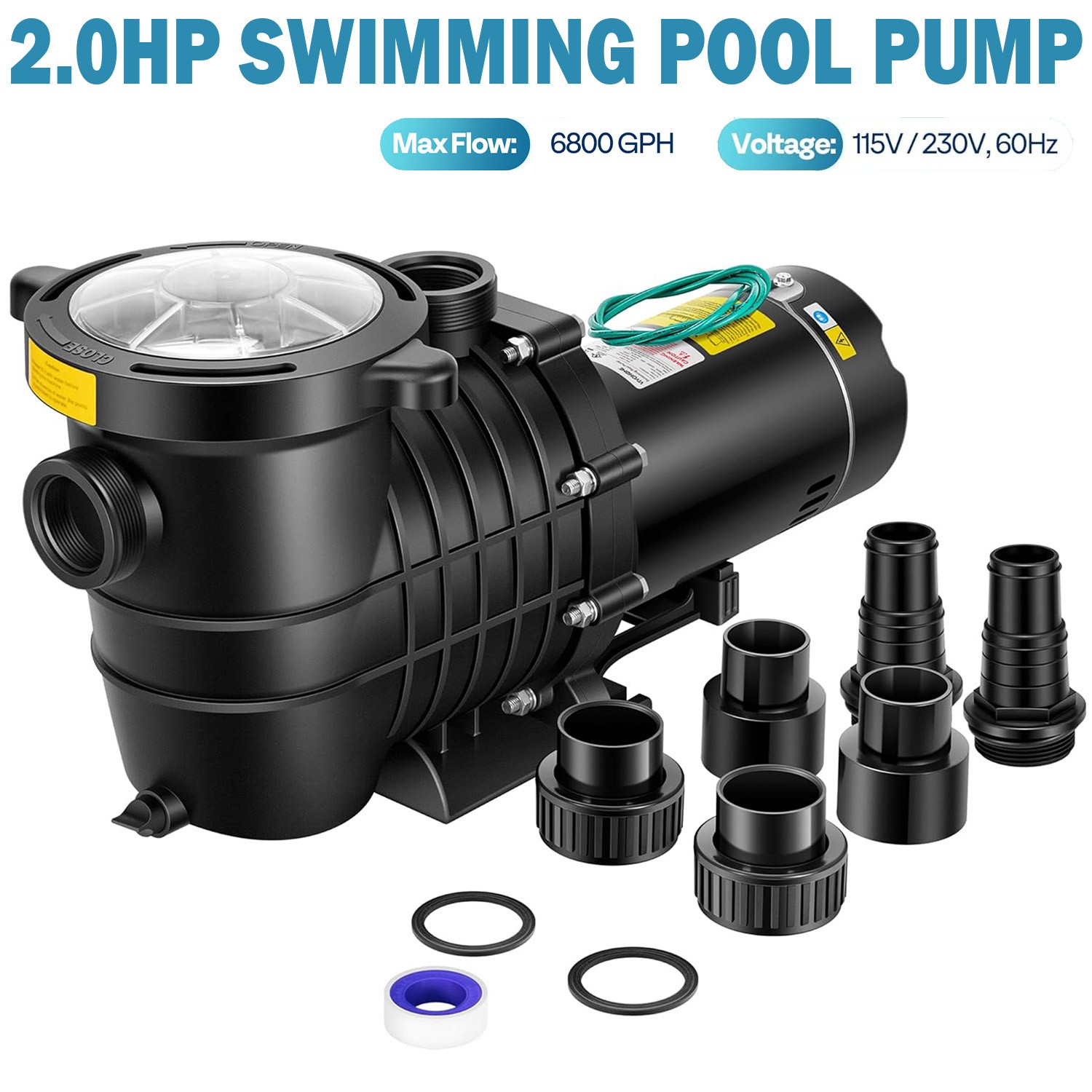 1.5HP 2HP Swimming Pool Pump Replacement for Hayward In/Above Ground 115V/230V