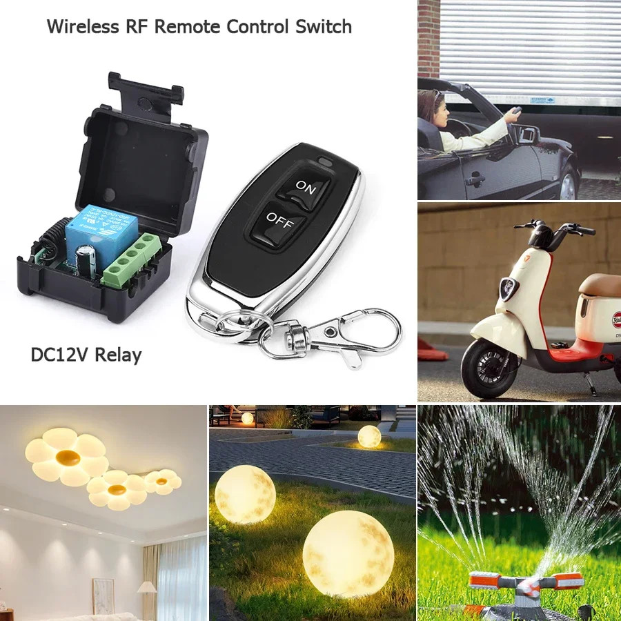 433MHz Wireless Remote Switch DC 12V 1CH RF Relay & 2CH Transmitter Door Lock