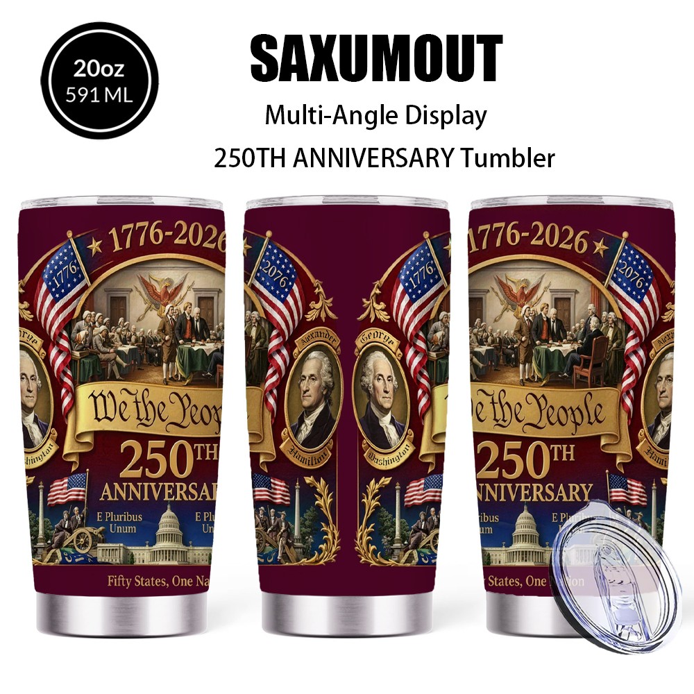 SAXUMOUT 1pc 250th Anniversary Coffee Cup 304 Stainless Steel Tumbler with Straw