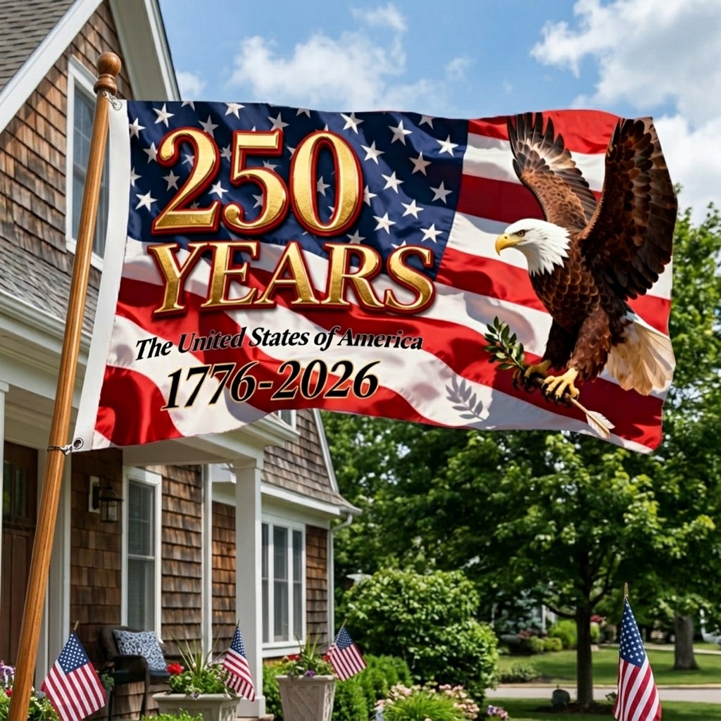 250th USA Anniversary 3×5 Ft Polyester Flag 1776-2026 Outdoor Decor