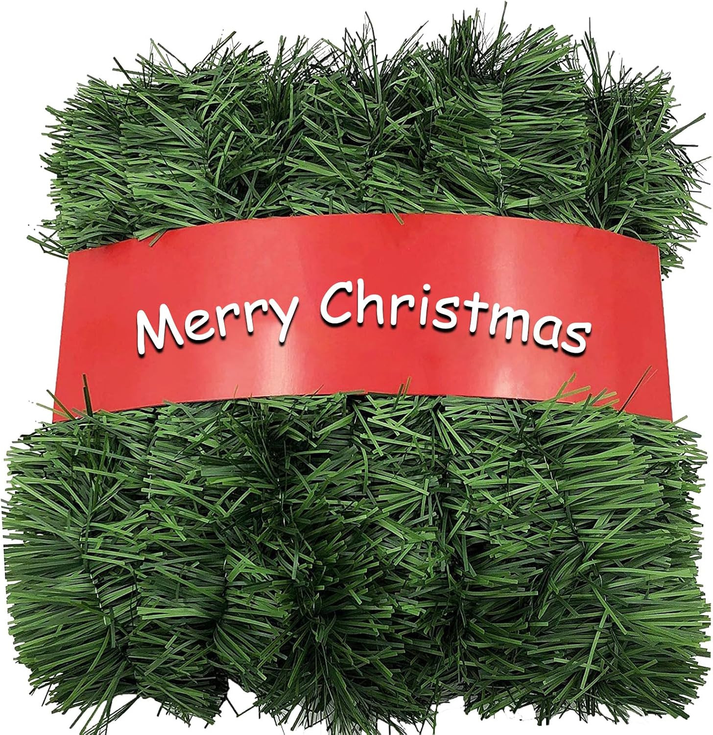 2-Pack 50FT Green Garland Christmas Decorations with Bendable Metal Wire