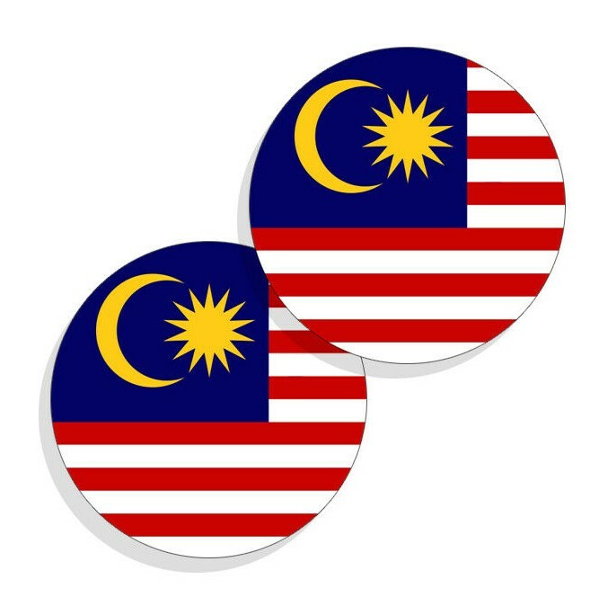 Malaysia Flag Stickers Flag Decals Vinyl Round Indoor Outdoor Circles 4 pack