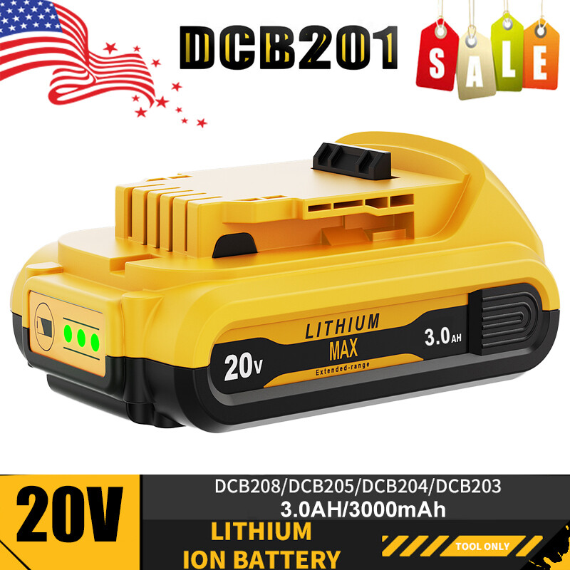 Pack For DEWALT DCB201 20V 20 Volt Max Lithium-Ion Compact Battery DCB203 DCB207