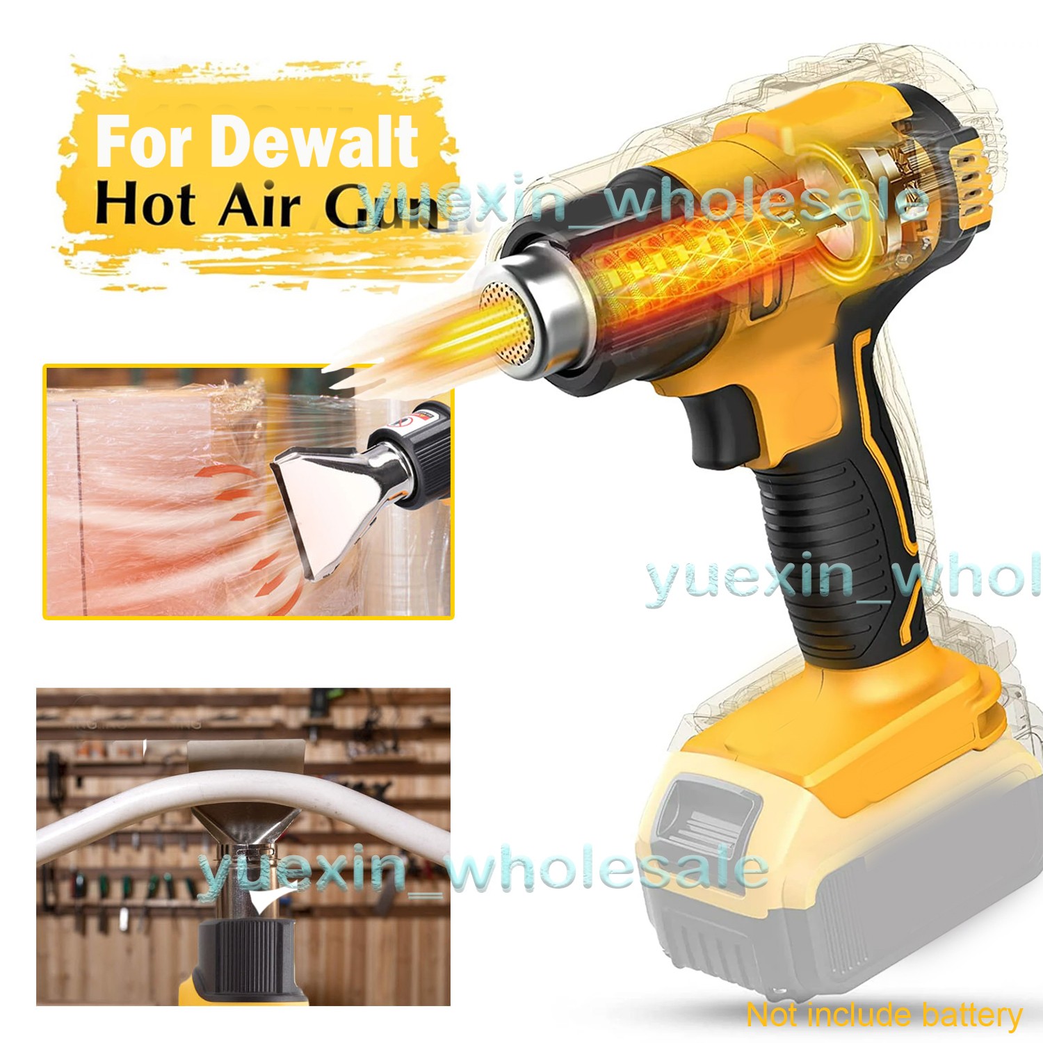 Cordless Heat Gun Hot Air Gun For Dewalt 20V Max Li-ion Battery w/4 Nozzles 360W