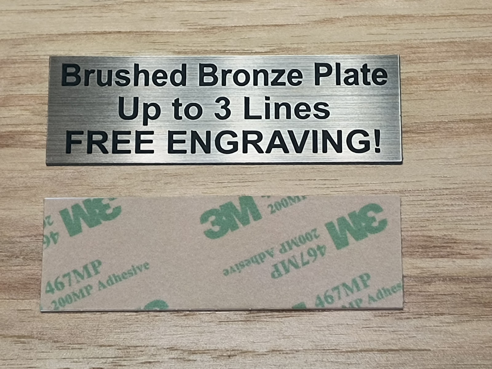 Any Size Custom Engraved Brushed Bronze Plate Plaque Sign Tag Label w/ Adhesive