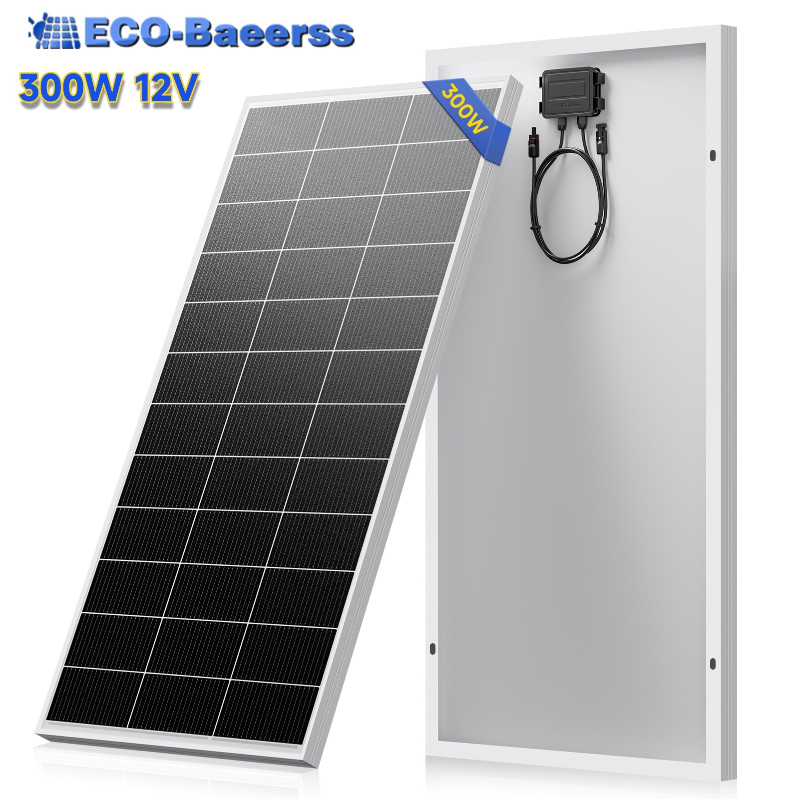 300W Solar Panel Mono 18BB N-Type Cell Power Charger Home Boat Off-Grid Battery