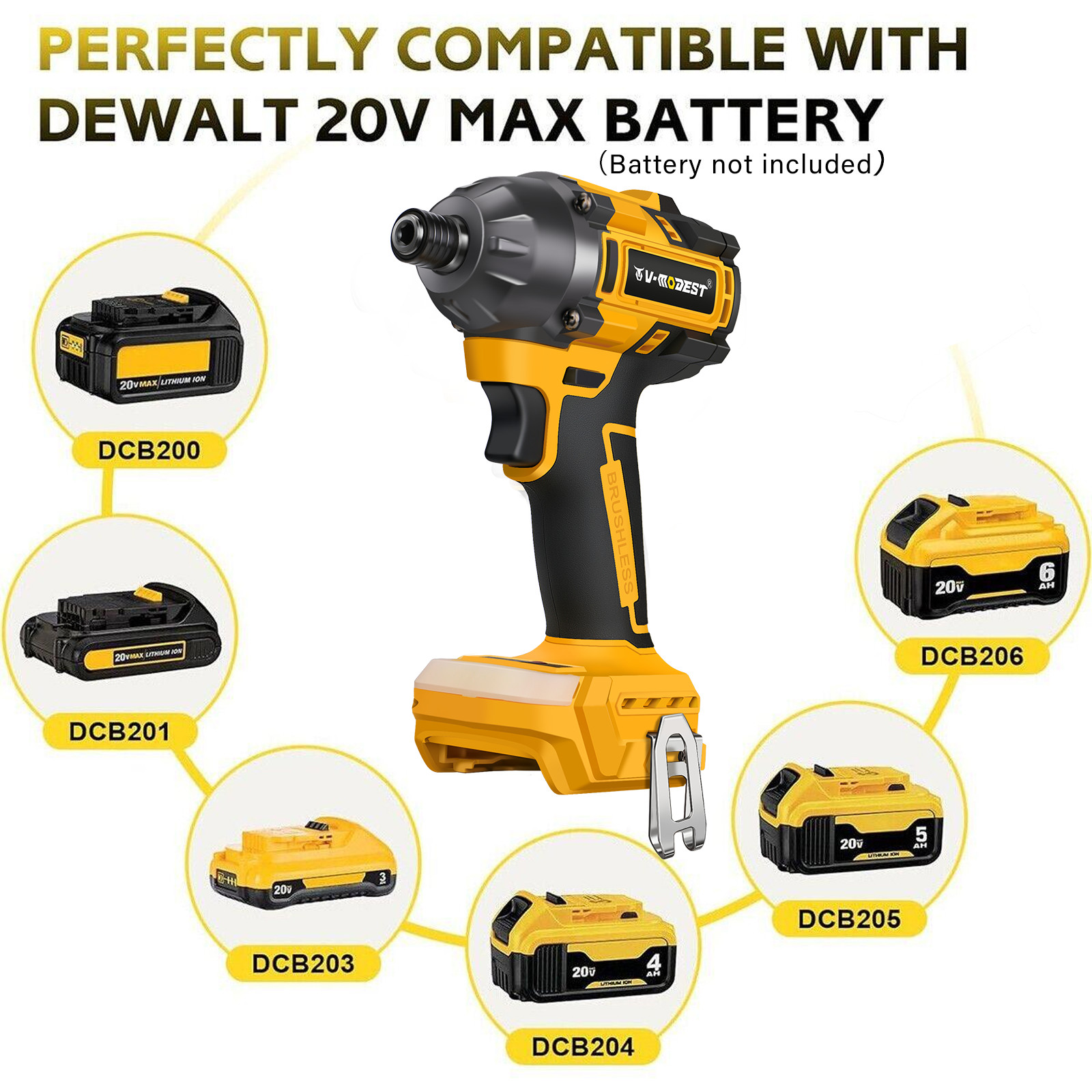 Fits Dewalt 20Volt Lithium Ion Brushless Cordless 1/4″ Hex Impact Driver Compact