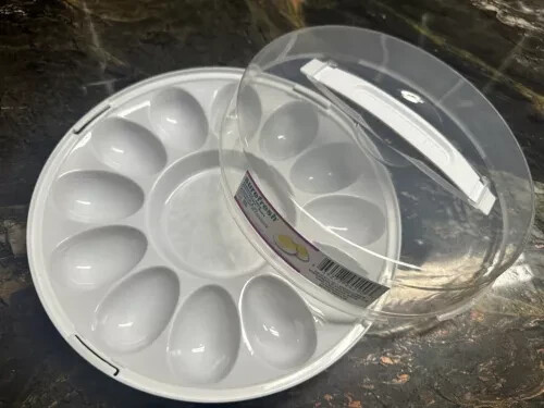 Sure Fresh Deviled Egg Carriers with Lids, 10.375X3.5 In. Clear Top white tray