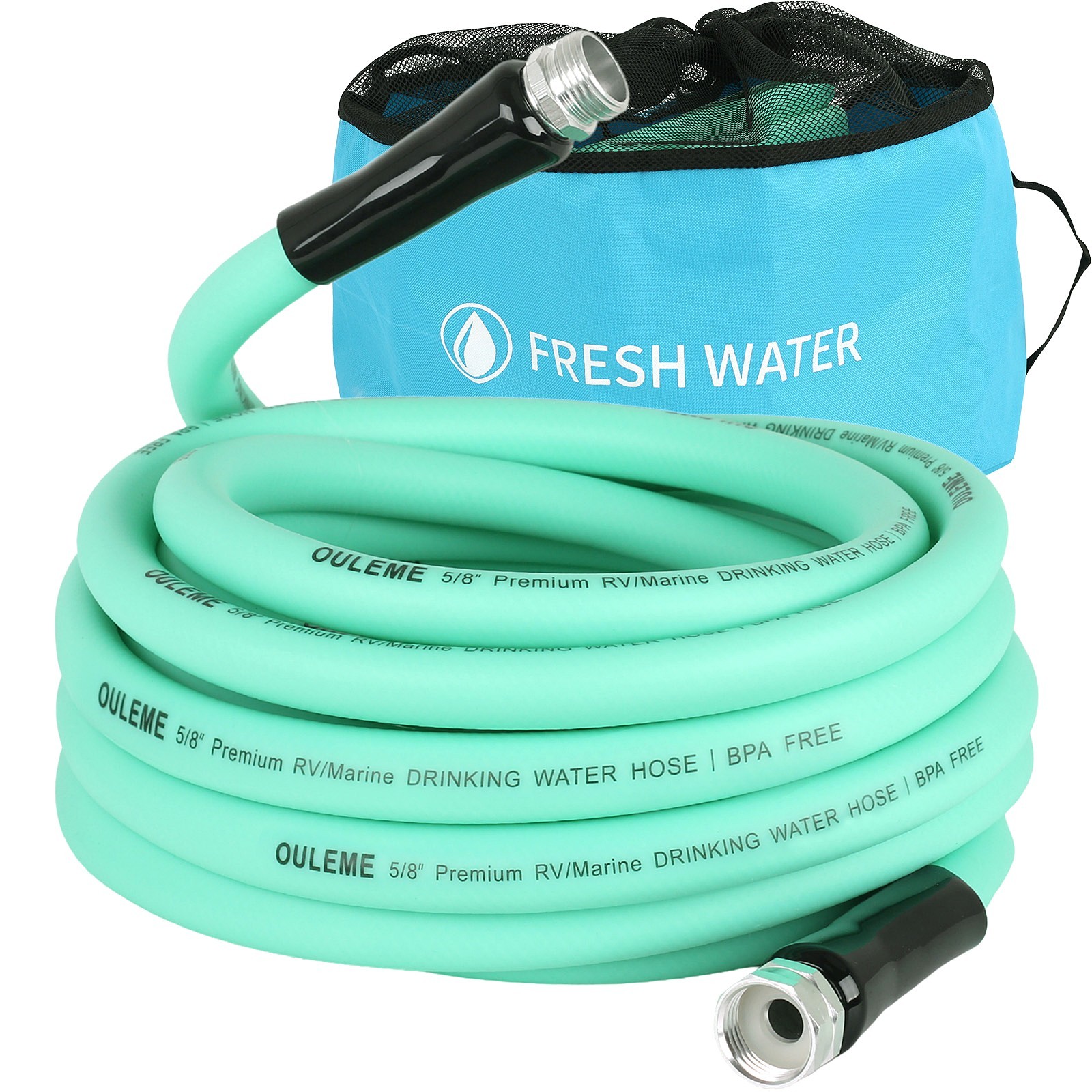 OULEME 25/35/75ft RV Drinking Water Hose, 5/8″ with Aluminum Fittings