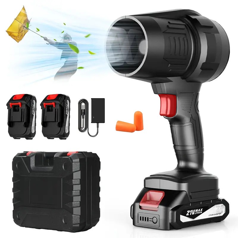 Cordless Air Jet Blower Compact Handheld Leaf Blower Turbo Fan w/ Dual Batteries