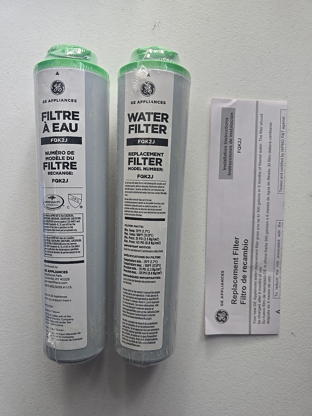 GE Under Sink Water Filter Replacement Dual Flow 6 Months (FQK2J) 2 Filters