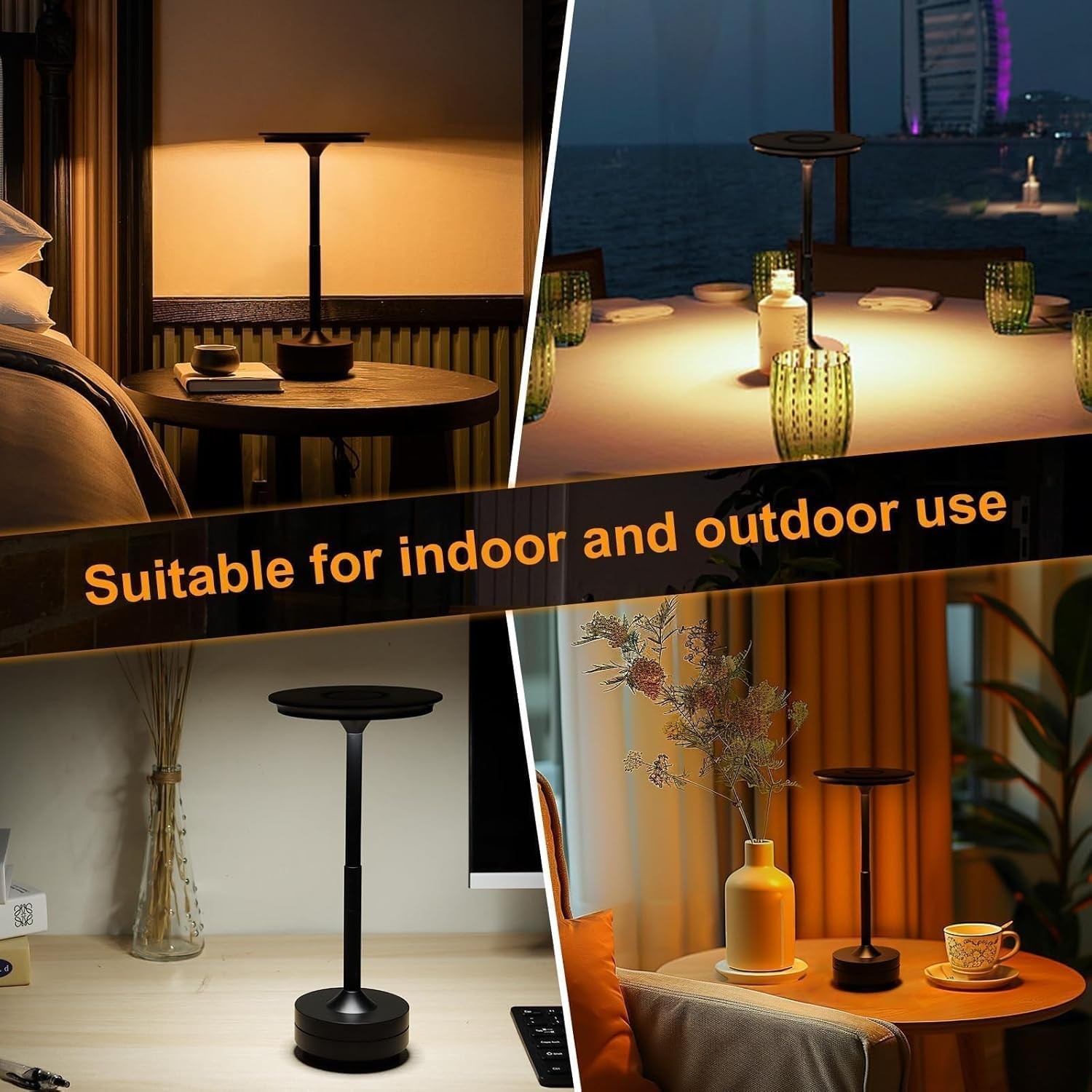 Cordless LED Touch Sensor Table Lamp Rechargeable Dimmable Bar Desk Night Light