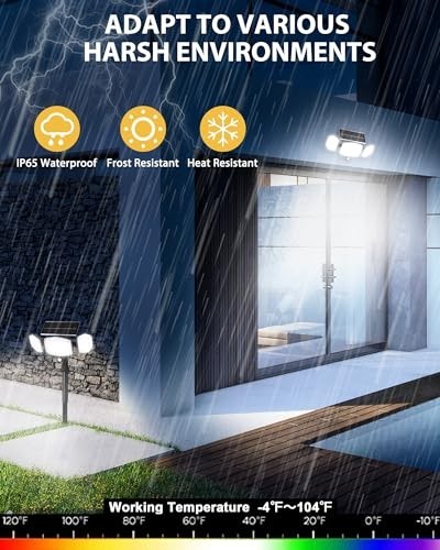 Solar Motion Sensor Outdoor Lights 208 LED 270° Wide Angle Flood Lights 2 Pack