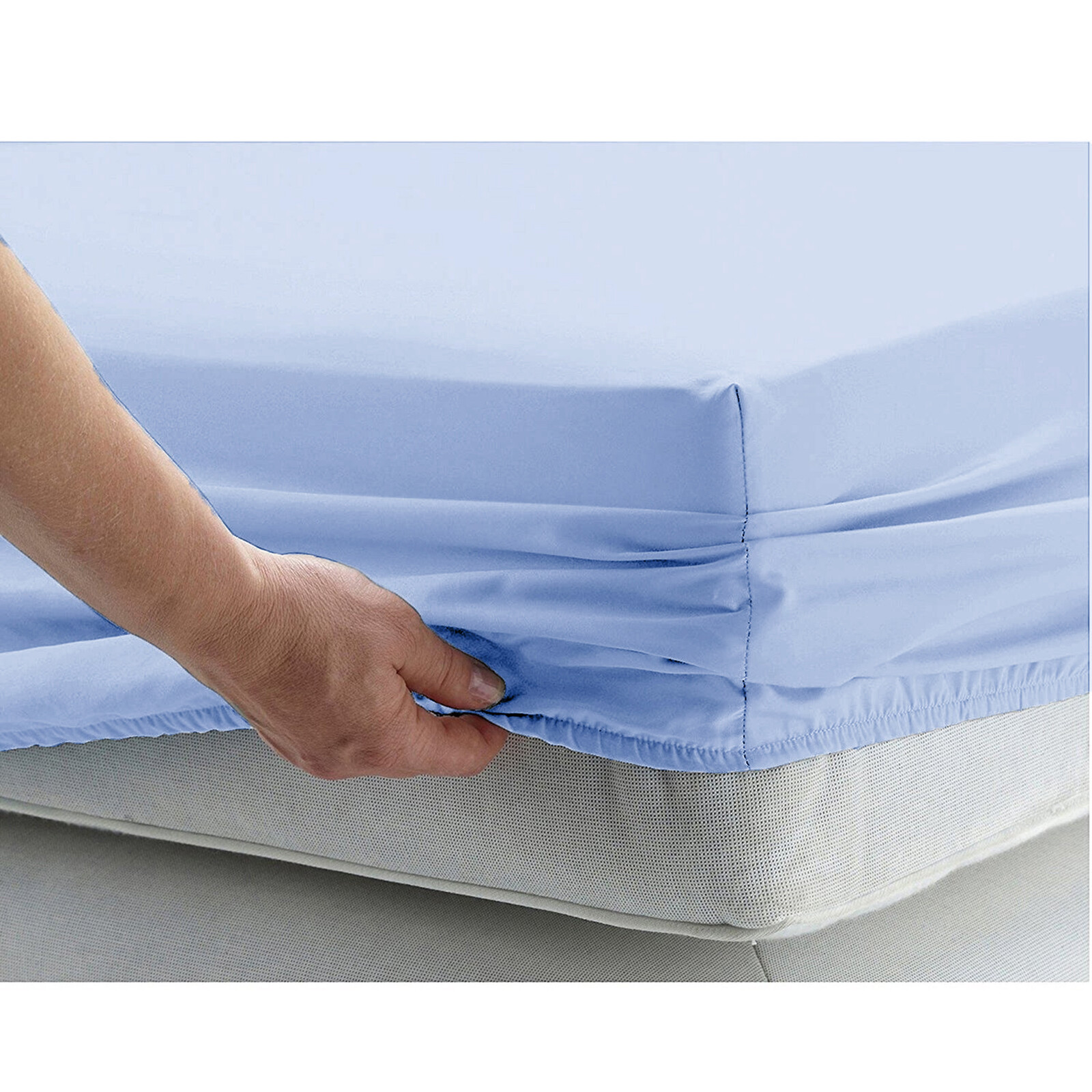 Extra Deep Pocket 1 PC Fitted Sheet 1000 Count Organic Cotton Sky Blue Solid