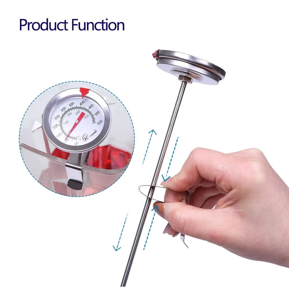 12″ Meat Cooking Thermometer Stainless Steel Stem BBQ Grill Deep Fry No Battery
