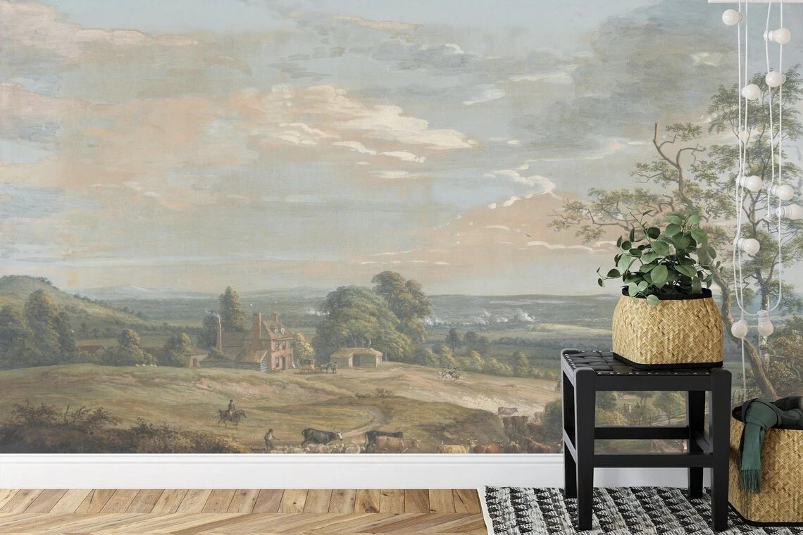 Vintage Classic Painting Rural Wallpaper Mural Removeable Washable Peel&Stick