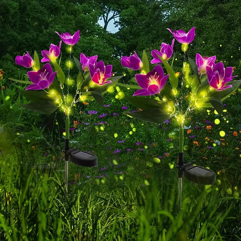 Solar LED Garden Lights Flower Stake Lamp Outdoor Yard Waterproof Patio Decor