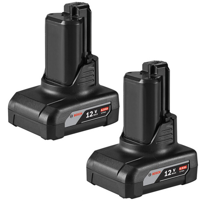 Bosch GBA12V60 2 Pack Genuine OEM 12V Max 6Ah Li-Ion Batteries – 1607A3506H-2PK