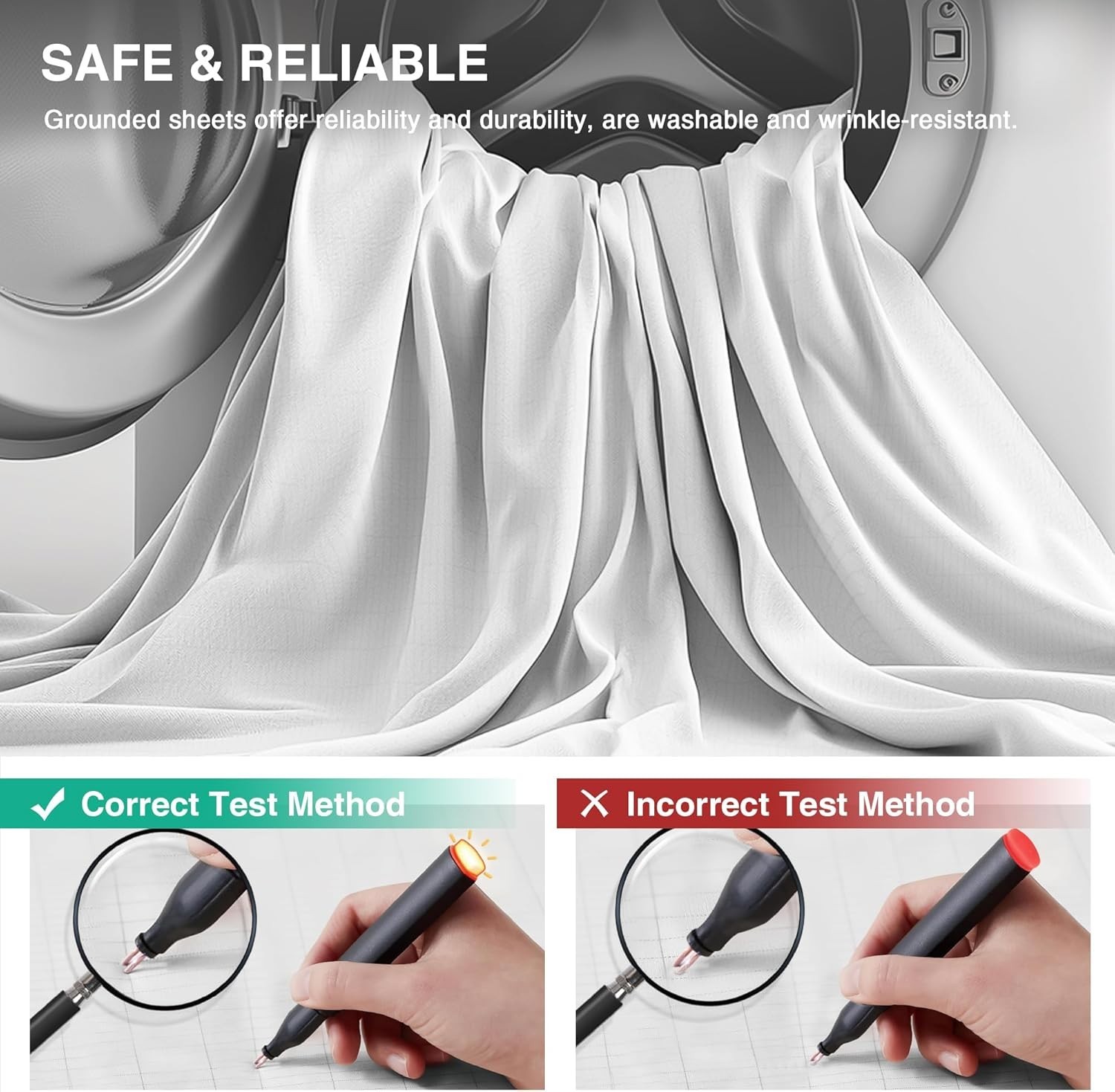 Grounding Sheet Fitted Earthing Bedsheet 5% Silver Fiber 95% Cotton w/ Tester
