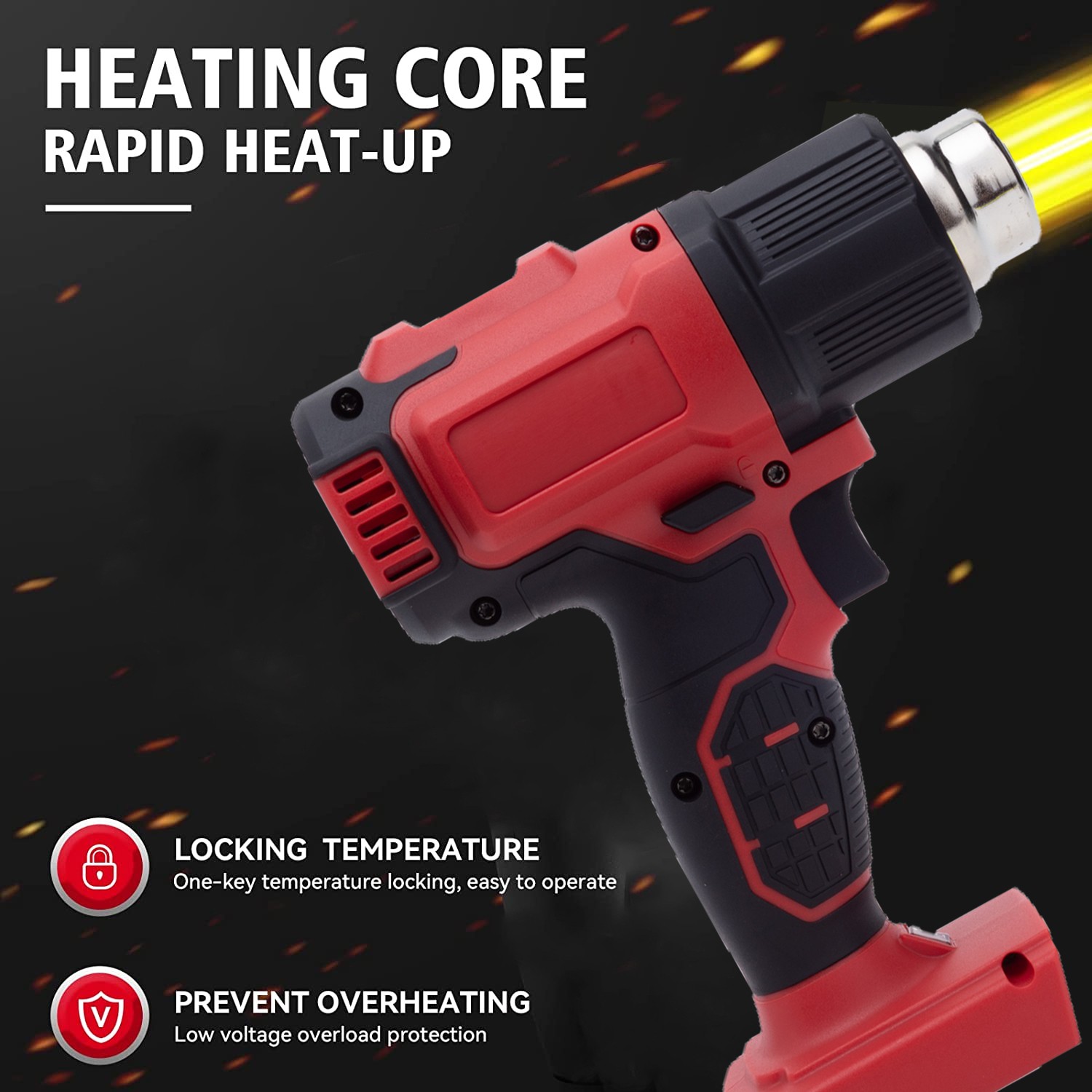 360W Heat Gun Hot Air Gun + 4 Nozzles High Power Tool For Milwaukee 18V Battery