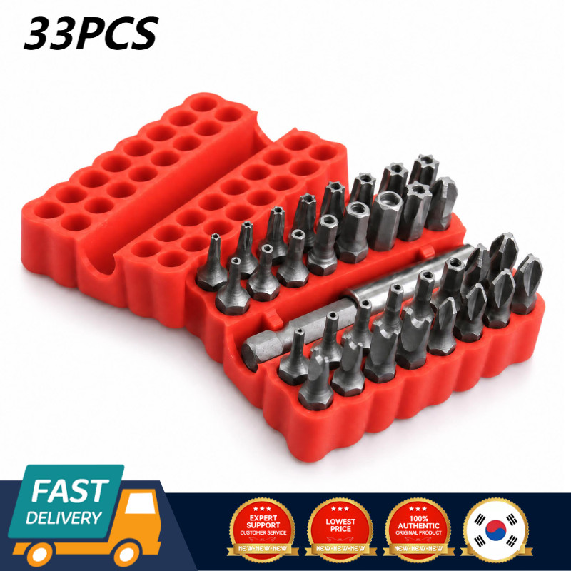 33 PCS Tamper Security Torx Bit Set Hex Head Drill Extension Screwdriver Bits US