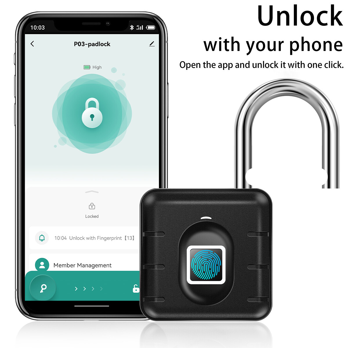 Waterproof Fingerprint Padlock Bluetooth Digital APP Keyless Smart Door Lock