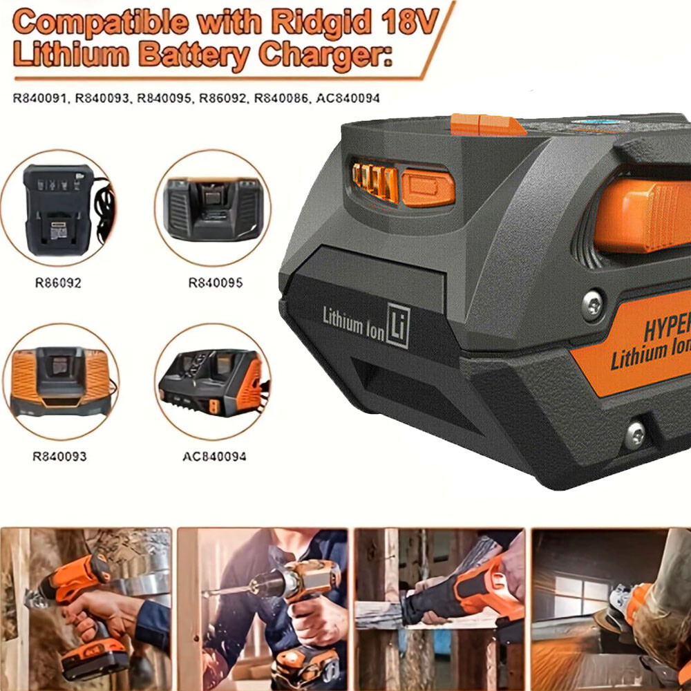 New For Ridgid R840087 6Ah 8Ah Lithium Battery Rigid 18 Volt R840085 Power Tools