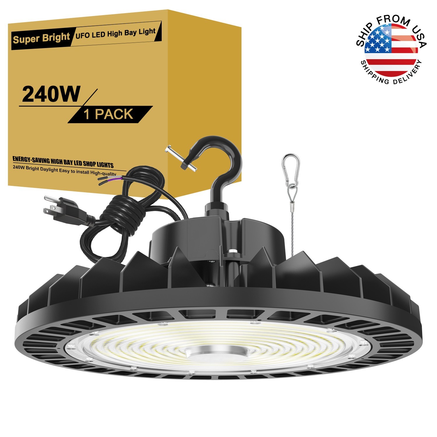 1-20 PACK 150W/200W/240W LED UFO High Bay Light Dimmable Warehouse Shop Fixtures
