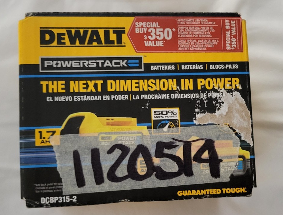 DeWalt Powerstack 20V 5Ah & 1.7Ah Battery 2-Pack DCBP315-2 ~ BRAND NEW SEALED