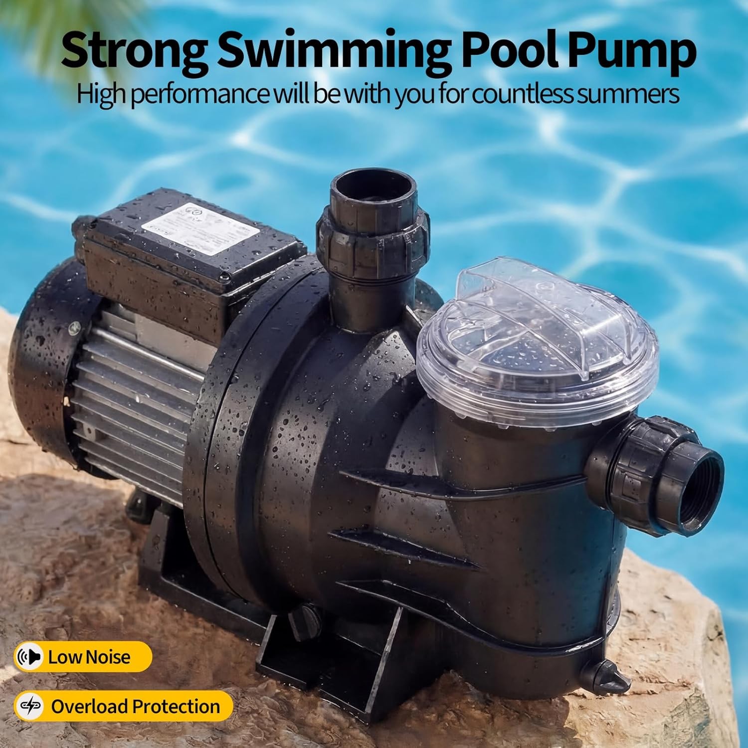 0.75/1.1/1.5 HP Swimming Pool Pump In/Above Ground With Strainer Filter Basket