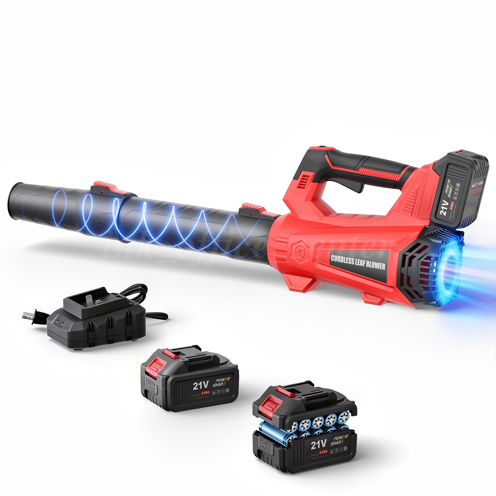6-Speed Cordless Leaf Blower 930CFM 197MPH 2x4000mAh Batteries For Yard Clean