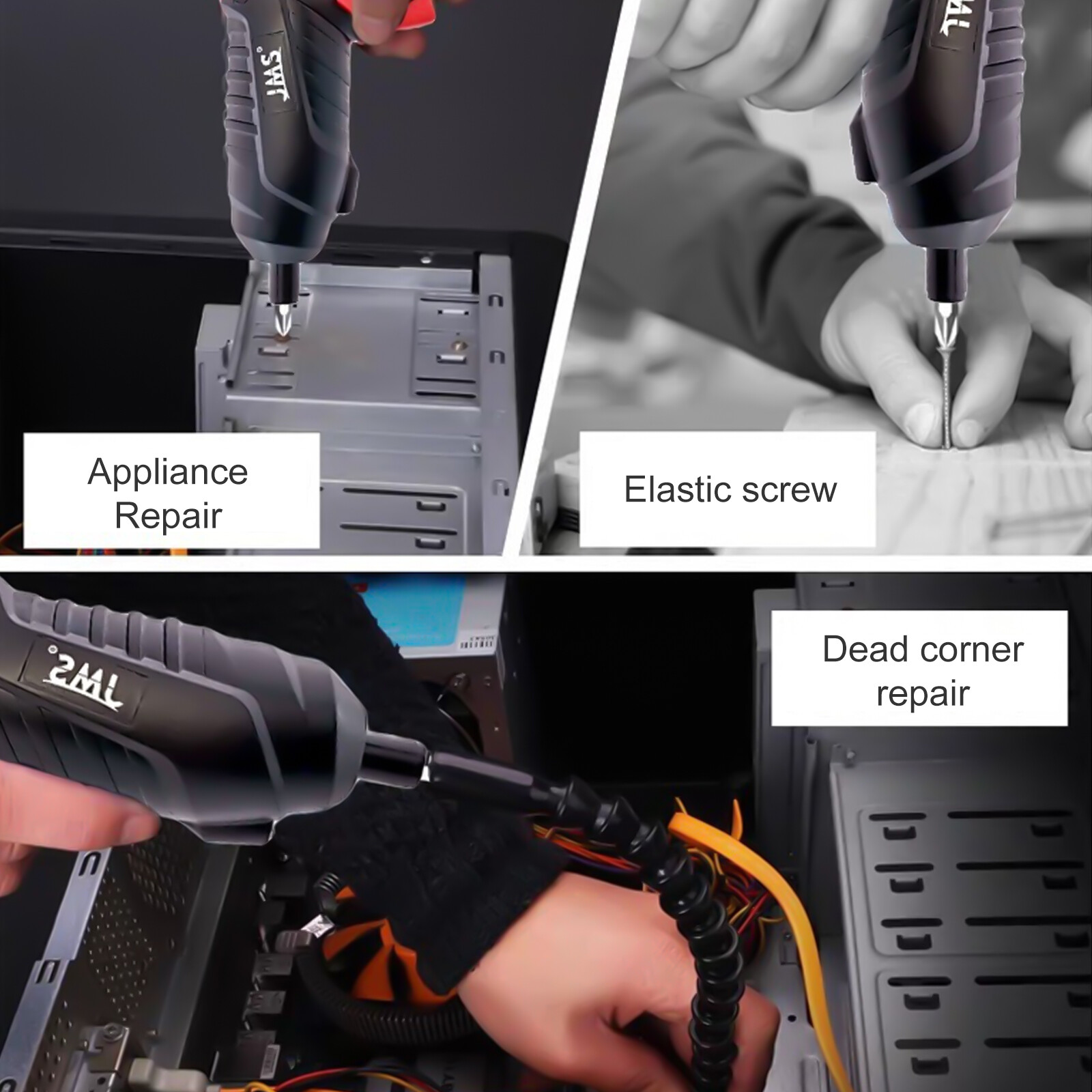 Cordless Electric Screwdriver 3.6V 1/4in 1300mAh Battery USB Rechargeable w/Bits