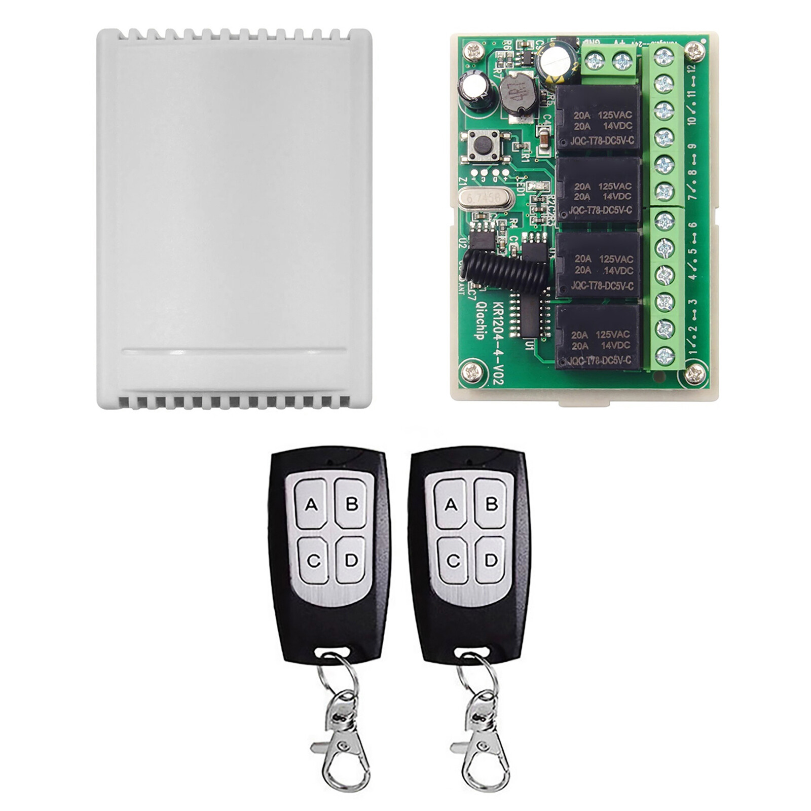 Brand New DC 4-Channel Wireless RF Remote Control Relay Switch With 2 Receiver