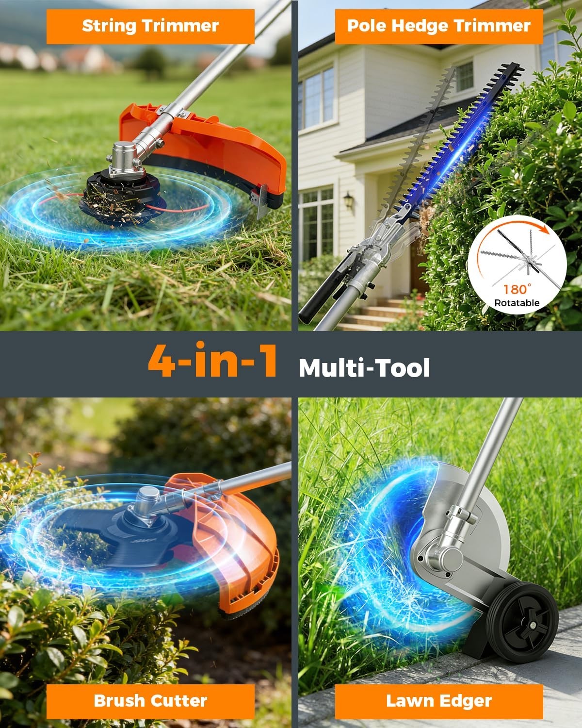 26CC 4 in 1 Brush Cutter 2-Stroke Weed Eater Wacker Gas Powered String Trimmer