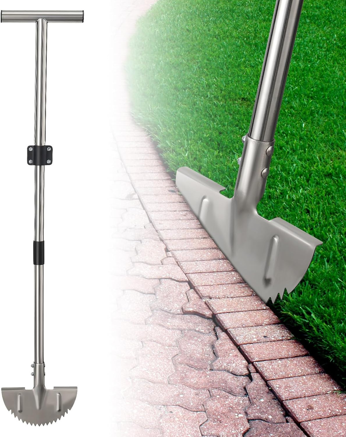 Lawn Edger, 34″-49″ Edger Lawn Tool, Heavy-Duty Stainless Steel with Adjustable