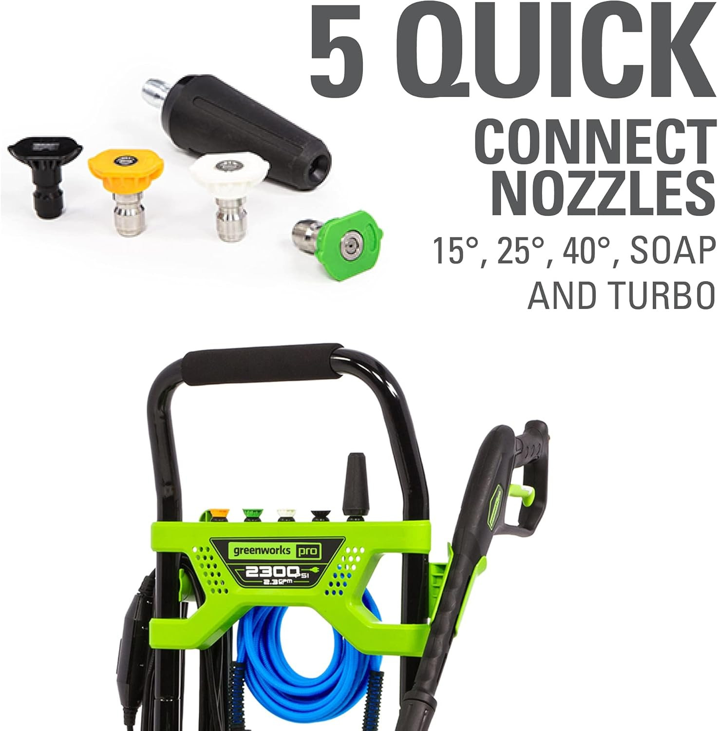 2300 PSI Trubrushless (2.3 GPM) Electric Pressure Washer, 25’ Hose, Quick Connec