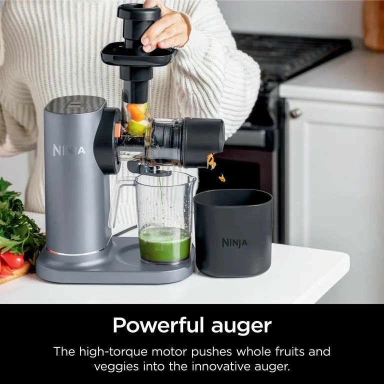 Ninja Slow Juicer Powerful Auger Dishwasher-Safe Parts Fruit Vegetable Extractor