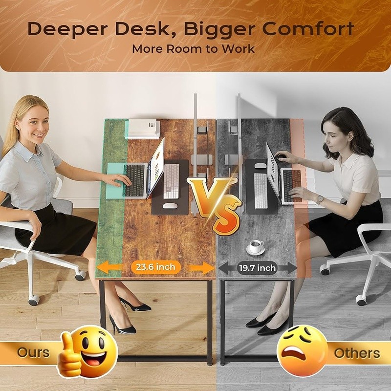 Spacious Computer Desk Home Office Study Space Adjustable Feet Modern Design New