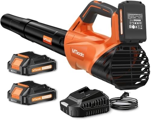 Cordless Leaf Blower 20V 2.6Ah 2 Batteries Fast Charger 450CFM 150MPH Dual